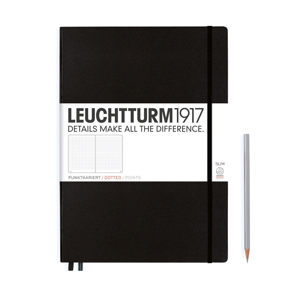 Leuchtturm 1917 Master Slim A4+ Hardcover Notebook 121ct – Black – Dotted